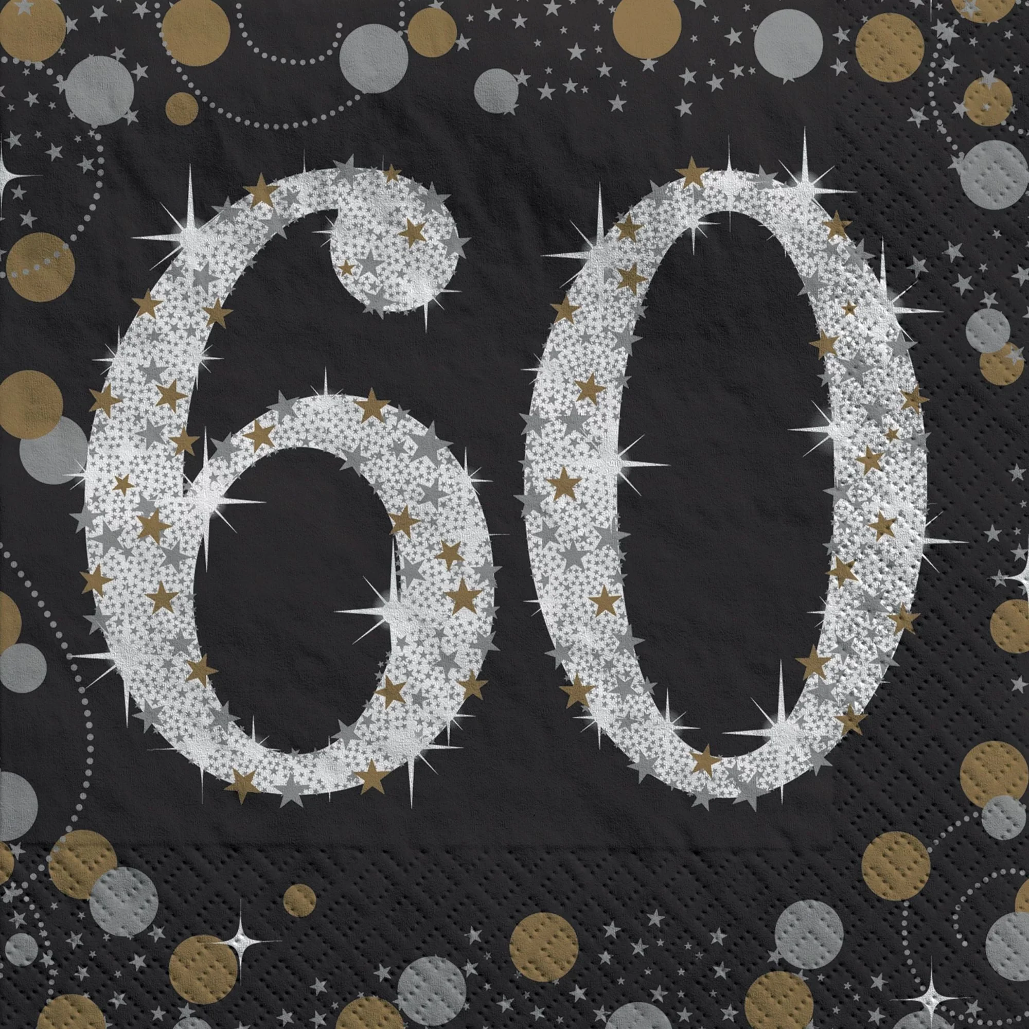 60th Sparkling Celeb Small Beverage Napkins, 16 Count