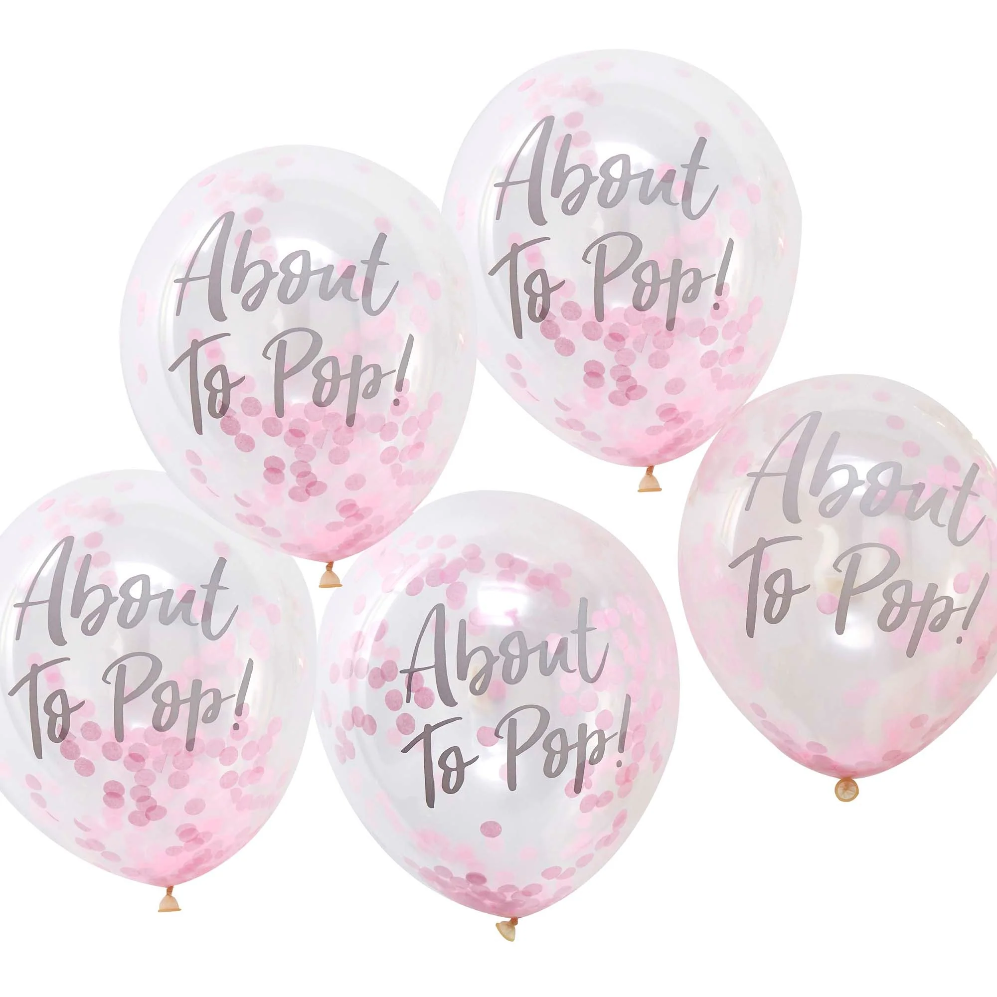 About to Pop Pink Confetti Latex Balloons, 12 Inches, 5 Count