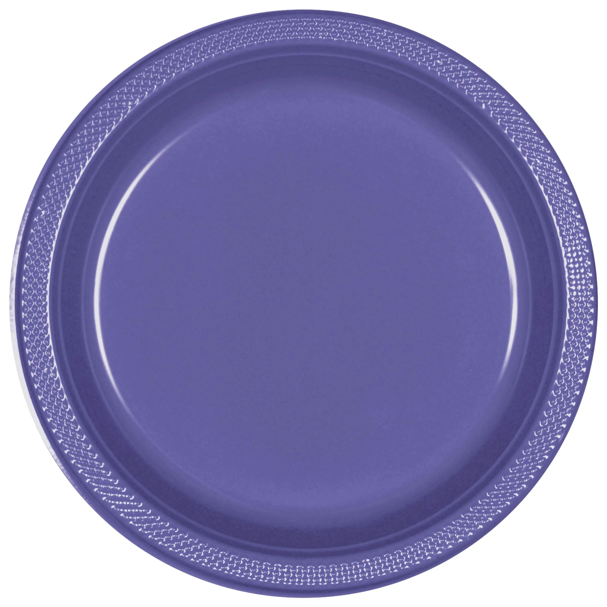 New Purple Large Round Lunch Plastic Plates, 10.25 Inches, 20 Count