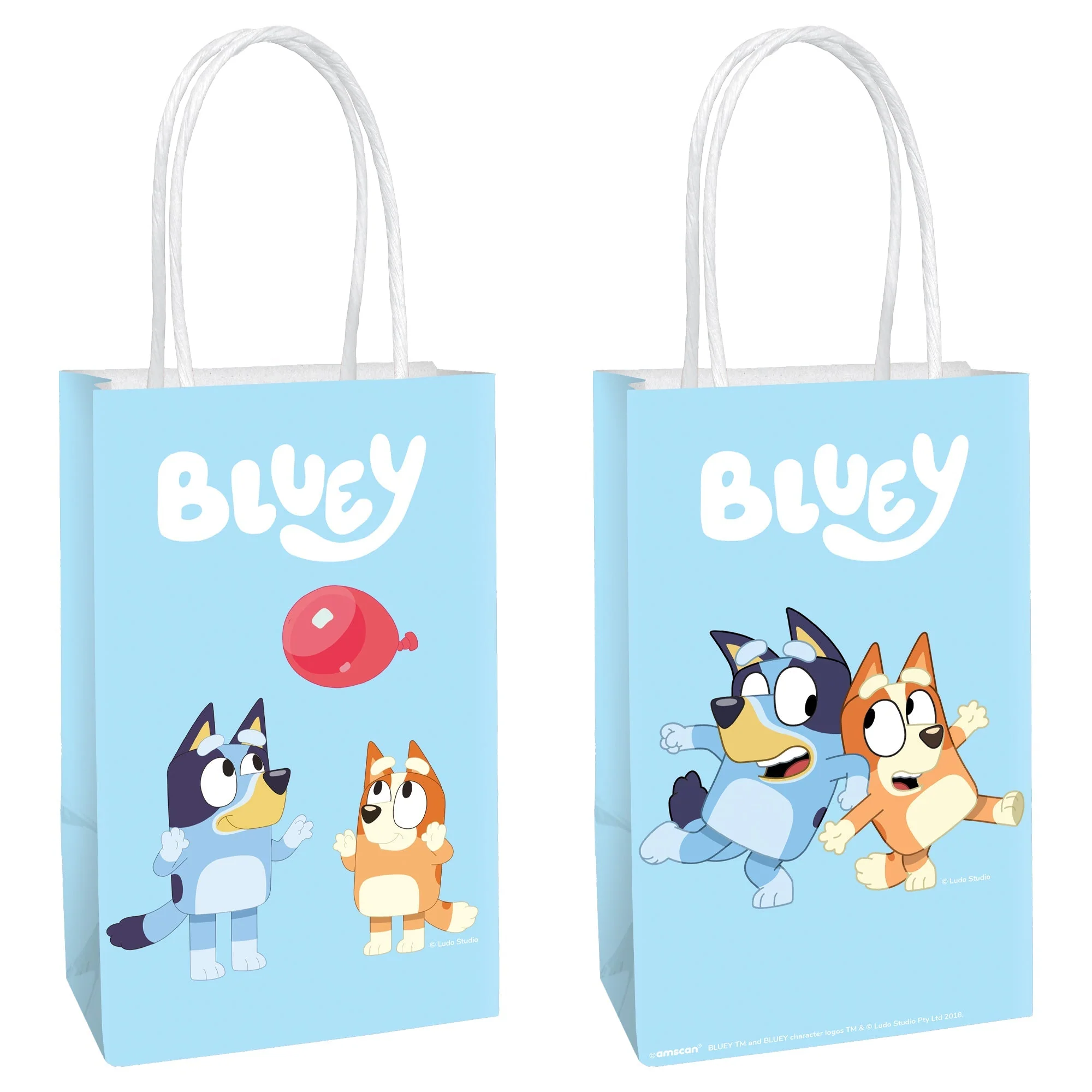 Bluey Printed Kraft Favour Paper Bags, 8 1/4 x 5 1/4 x 3 Inches, 8 Count