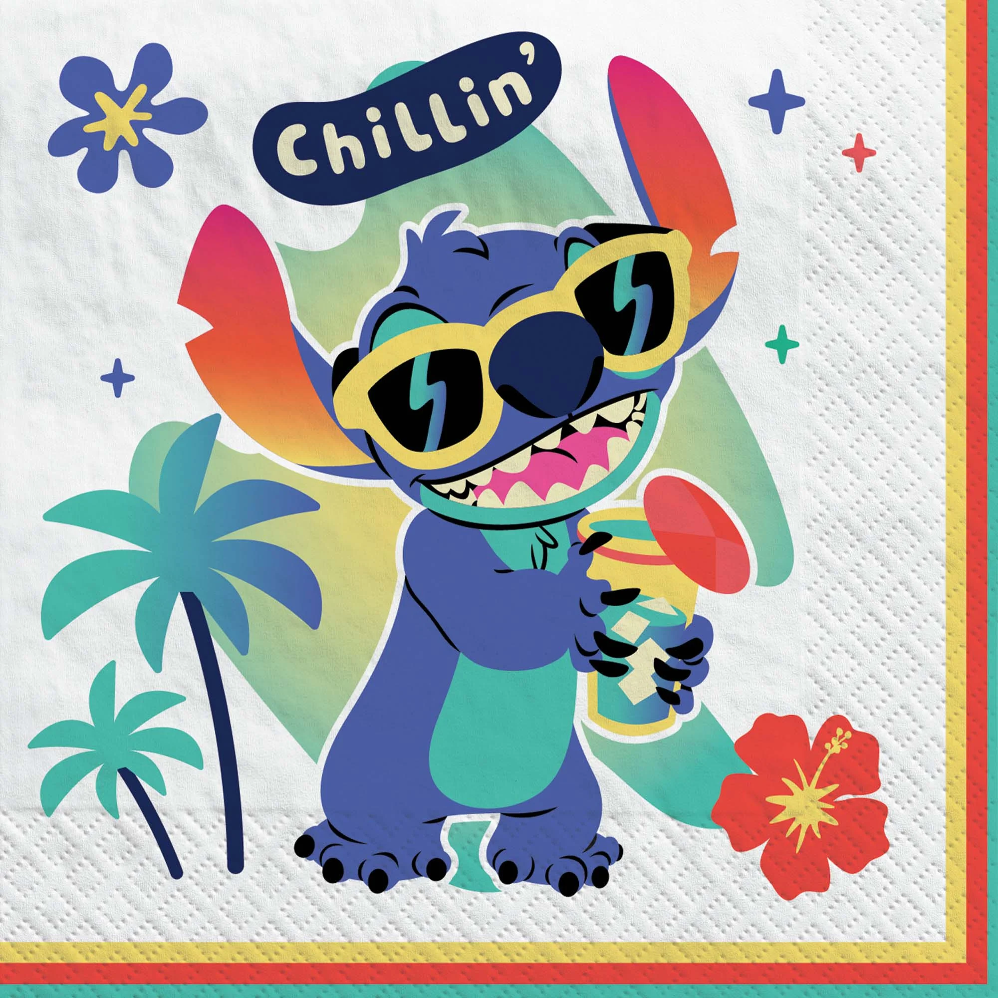 Disney Stitch Birthday Small Beverage Napkins, 16 Count