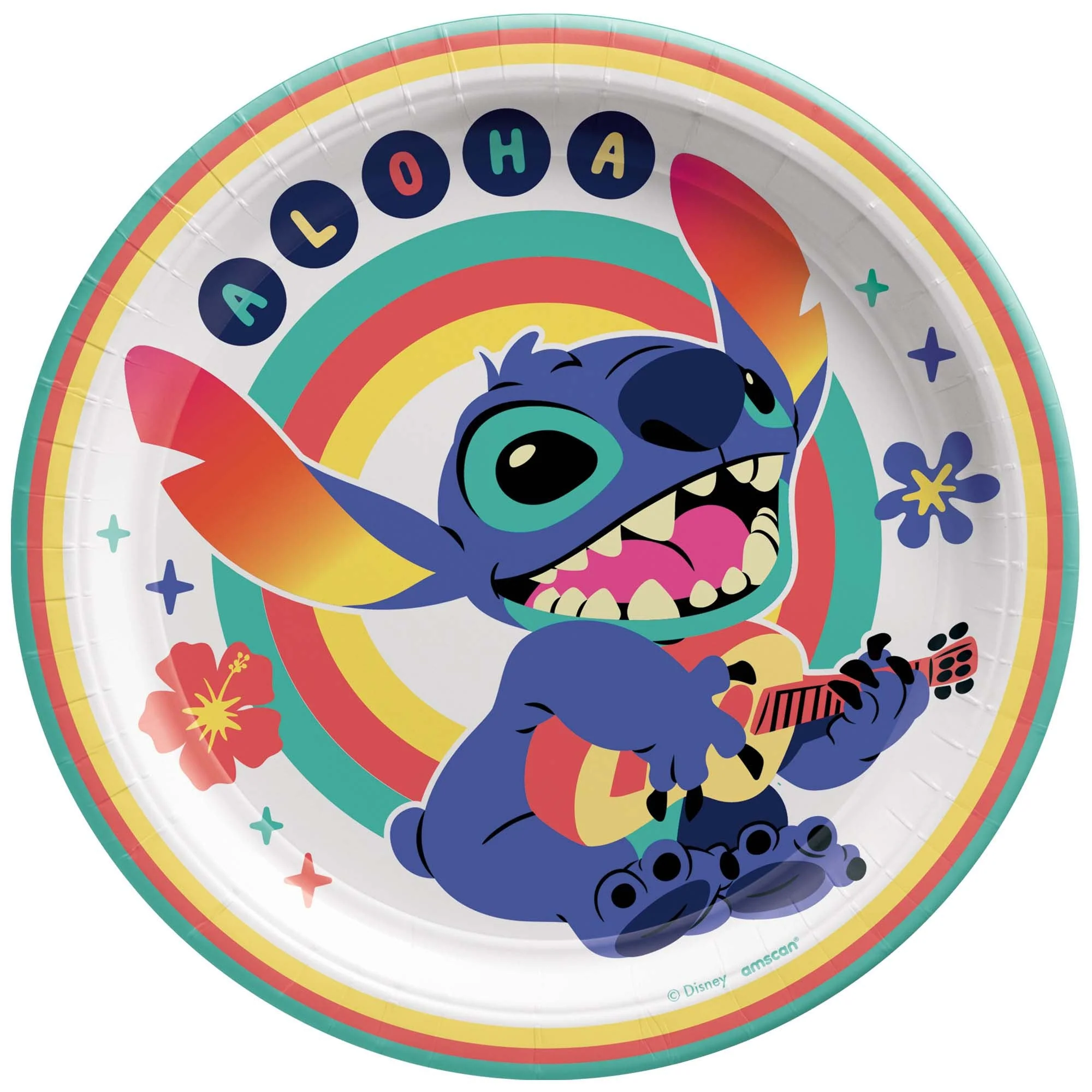 Disney Stitch Birthday Small Round Dessert Paper Plates, 7 Inches, 8 Count