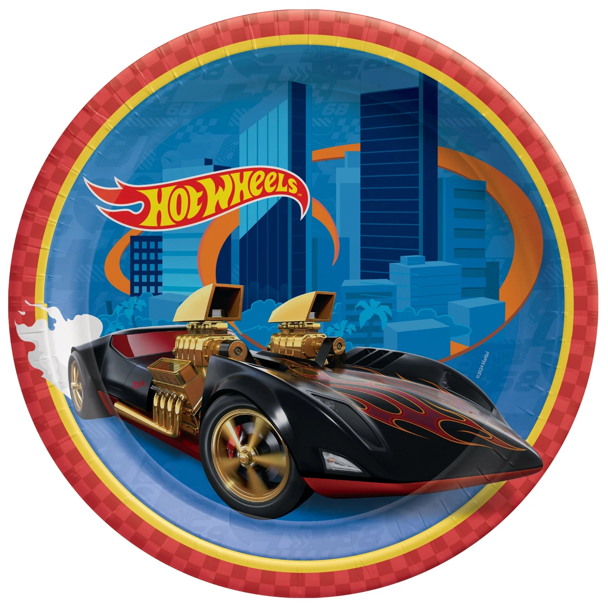 Hot Wheels Birthday Small Round Dessert Paper Plates, 7 Inches, 8 Count