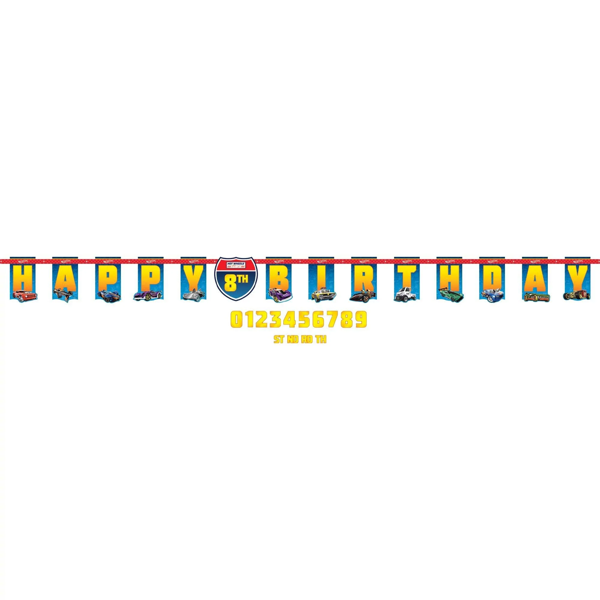 Hot Wheels Happy Birthday Add-an-Age Customizable Paper Banner Kit, 126 x 10 Inches, 2 Count