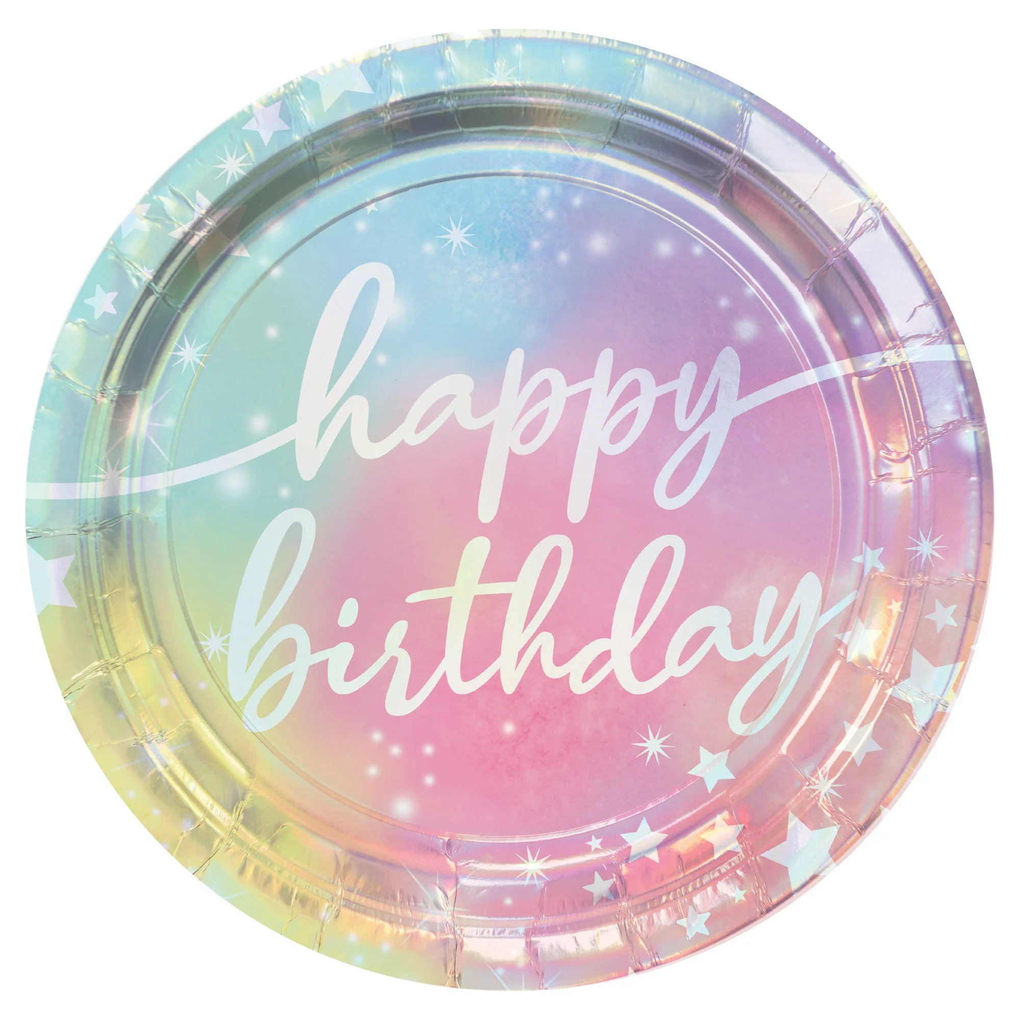 Luminous Birthday Large Round Lunch Paper Plates, 9 Inches, 8 Count