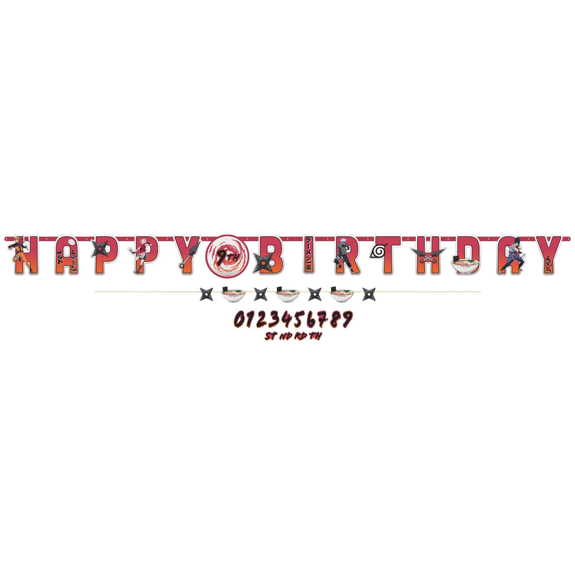 Naruto Jumbo Add-an-Age Happy Birthday Letter Paper Banner, 127 Inches, 2 Count
