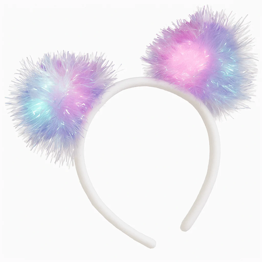 Pom Pom Tinsel Light-Up Headband, 1 Count