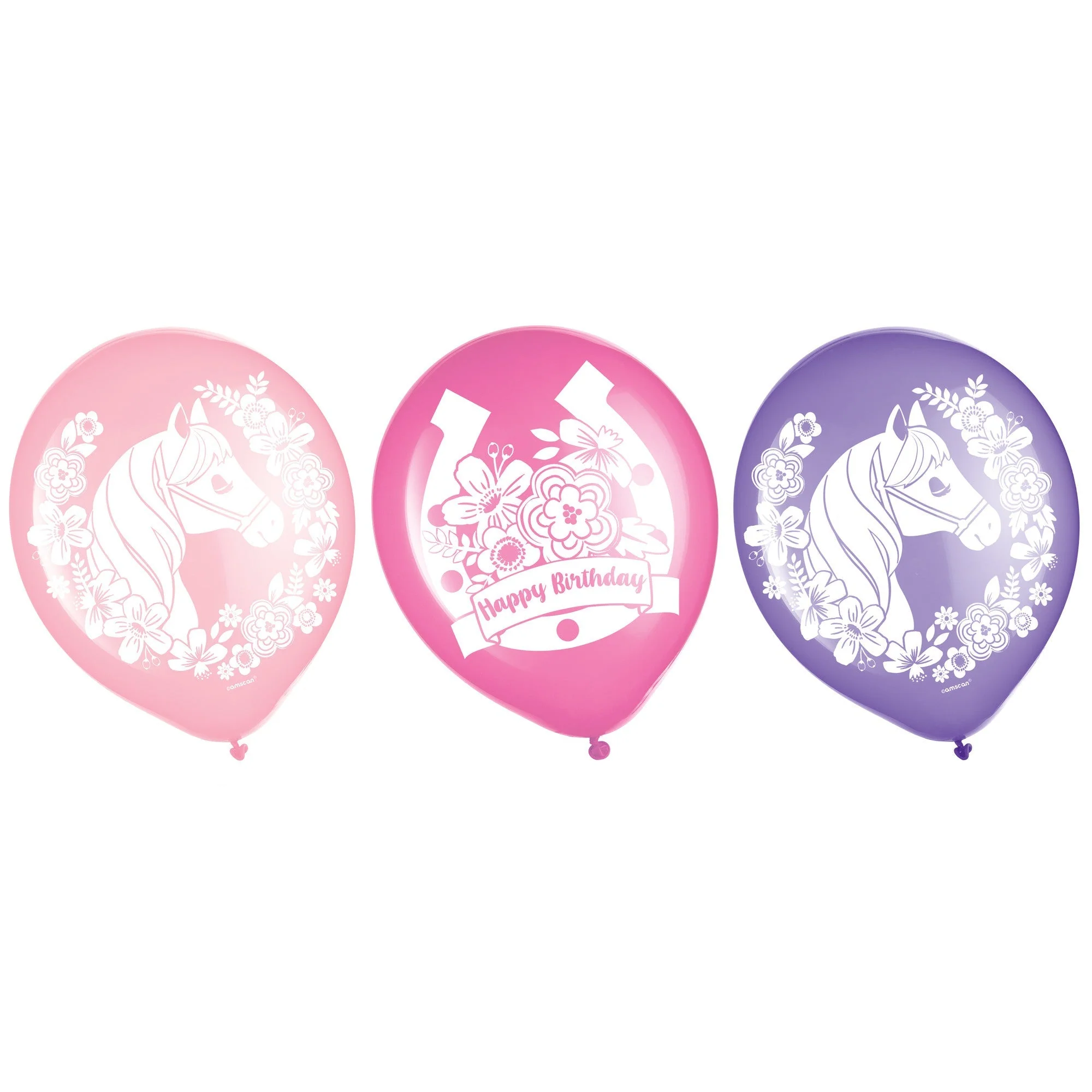 Saddle Up Printed Latex Balloons, Pink and Purple, 12 Inches, 6 Count