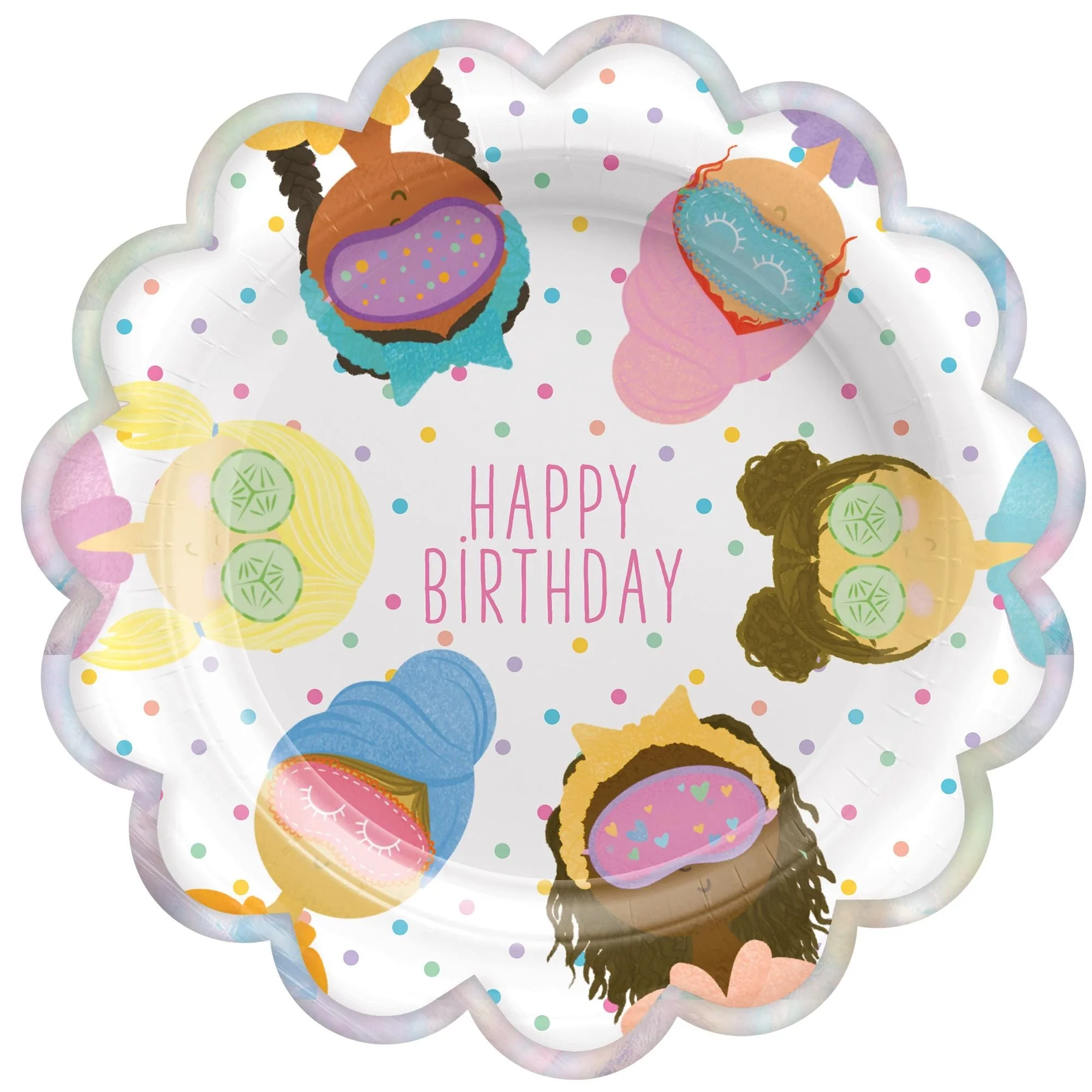 Spa Party Large Lunch Paper Plates, 9 Inches, 8 Count