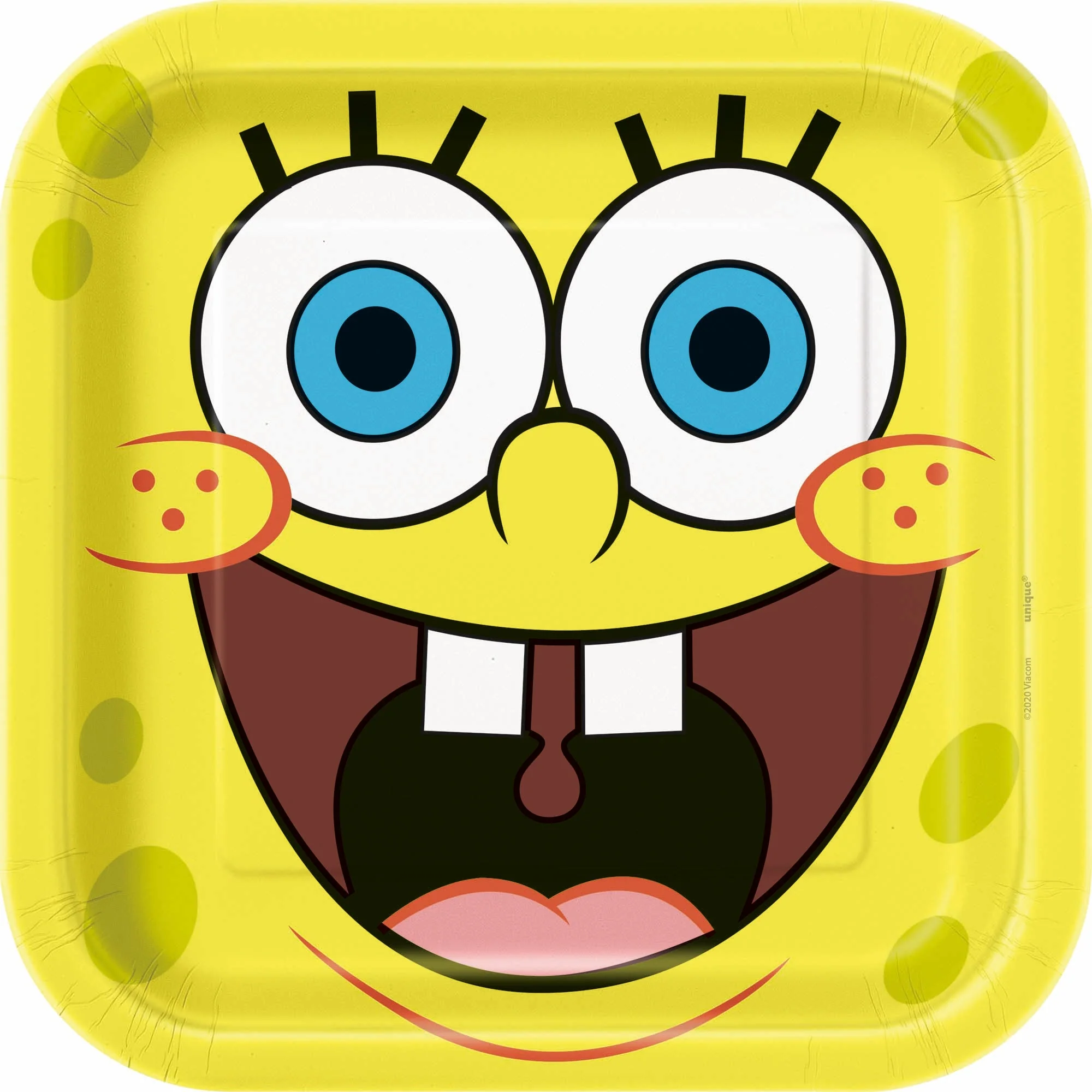 SpongeBob SquarePants Large Square Lunch Paper Plates, 9 Inches, 8 Count