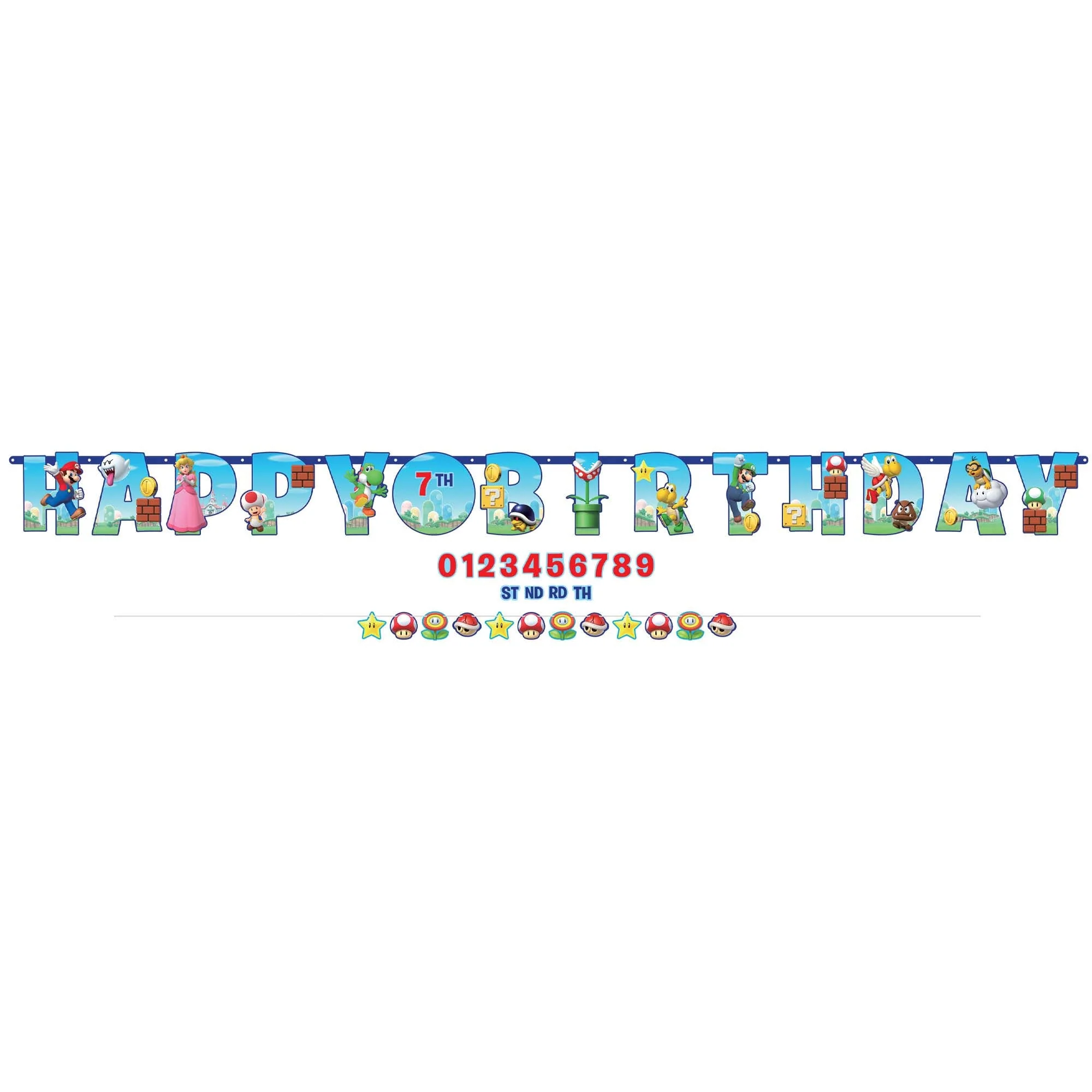 Super Mario Bros Happy Birthday Jumbo Customizable Letter Paper Banner, 1 Count