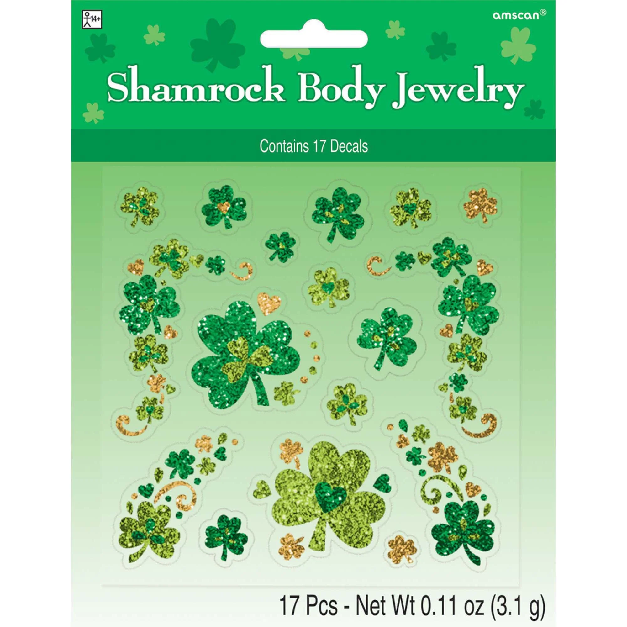St-Patrick's Day Shamrock Body Jewelry, 17 Count