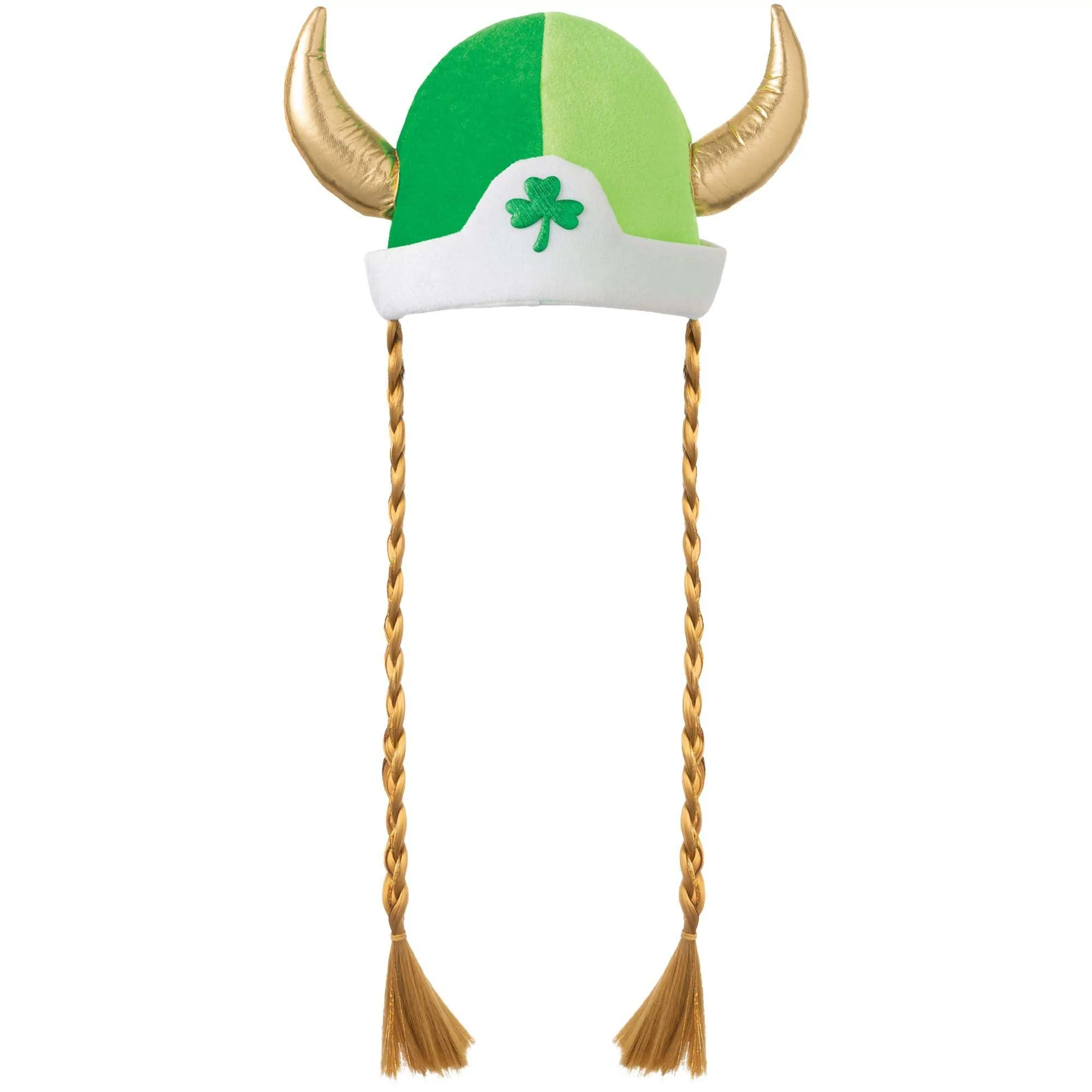 St-Patrick's Day Viking Hat with Braids, 1 Count
