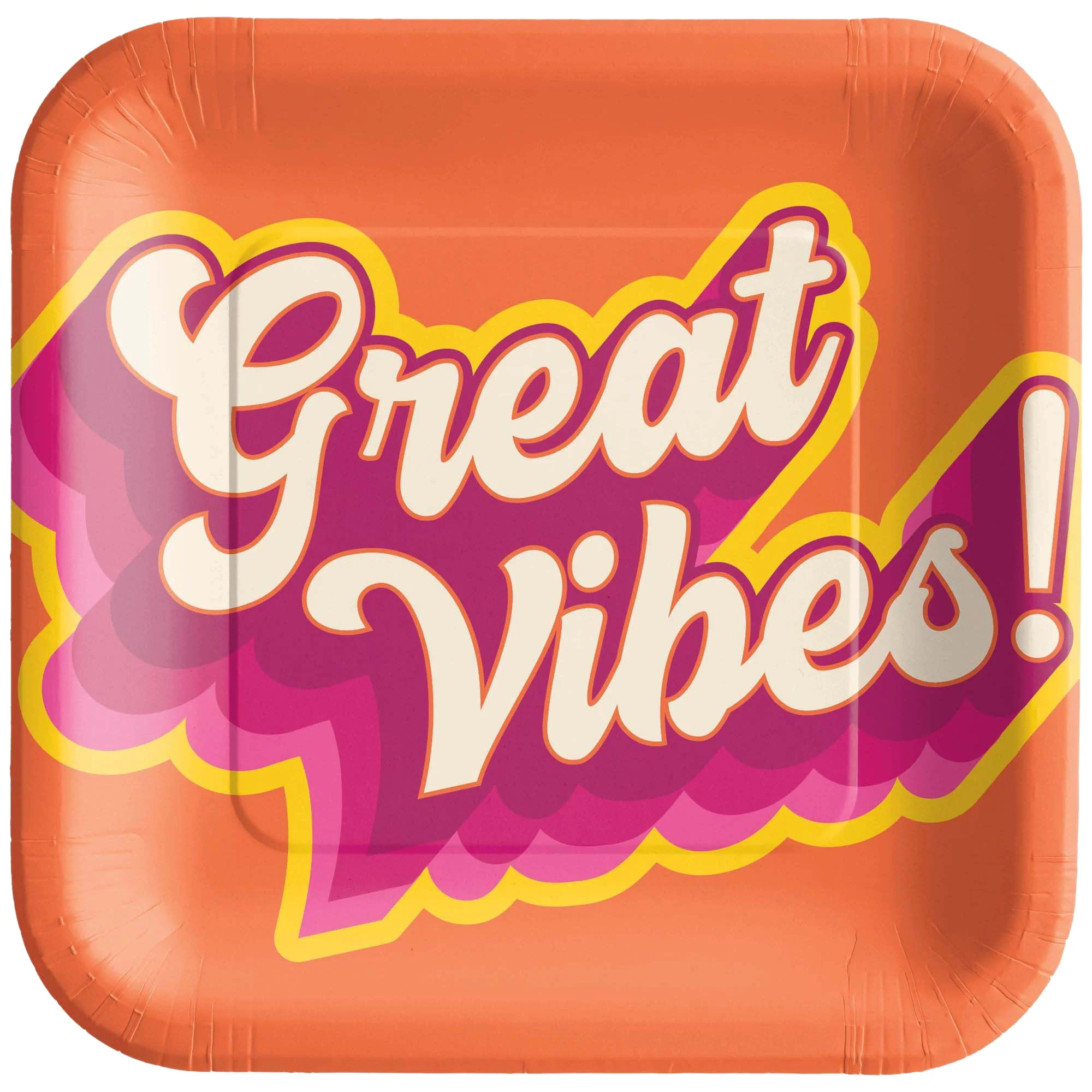 Throwback Summer Small Square Dessert Paper Plates, 7 Inches, 20 Count