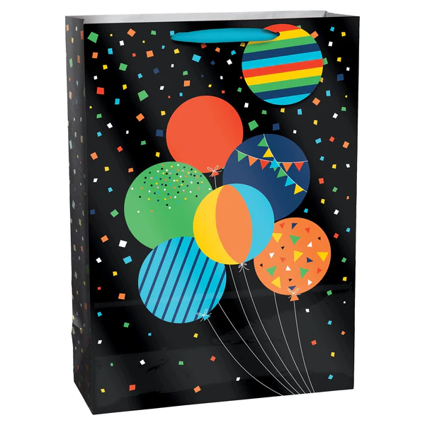 Birthday Balloons Black Jumbo Bag w/ Hang Tag