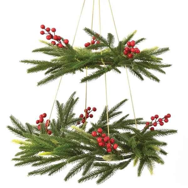 Faux Green Pine Hanging Chandelier
