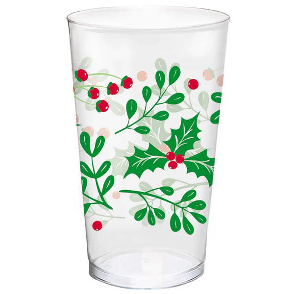 Holly Plastic Tumbler, 16 oz.