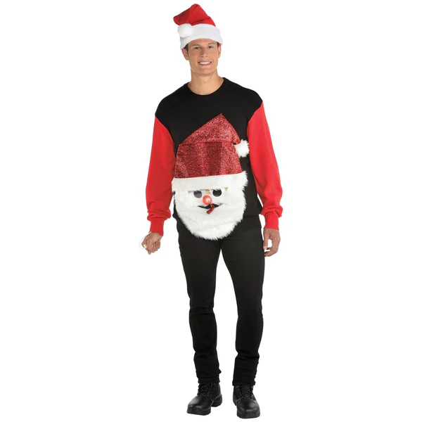 Light-Up Santa Blowout Ugly Sweater - Adult