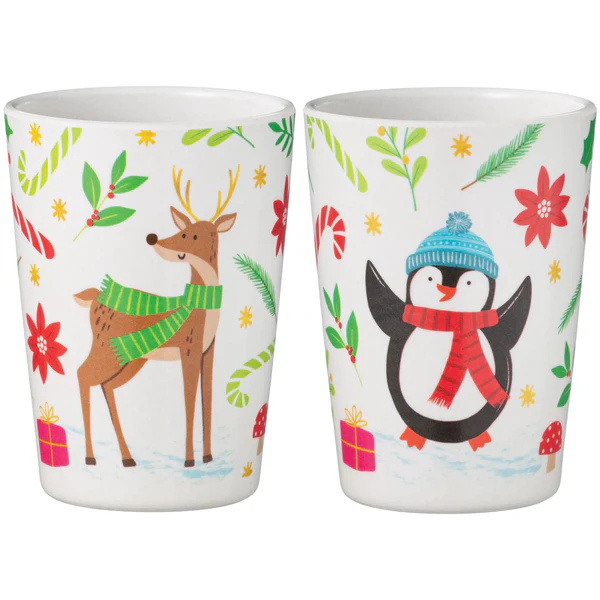 Reindeer & Penguin Plastic Cup