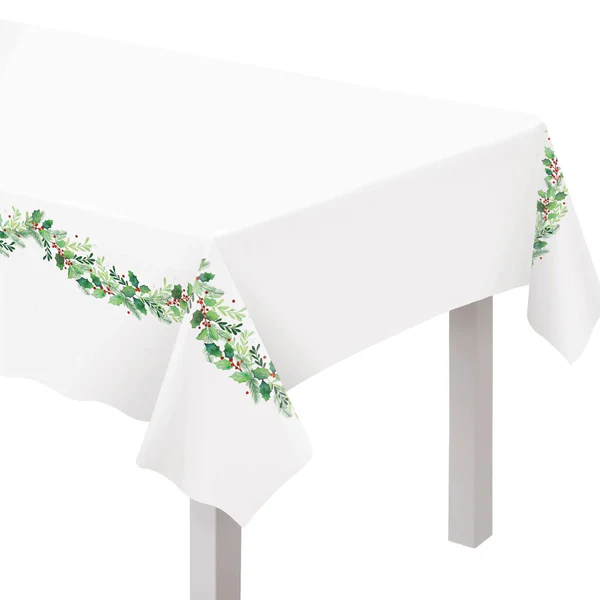 Traditional Holly Plastic Table Cover