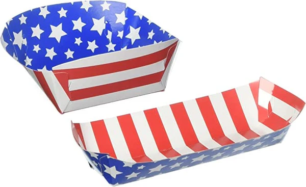 Red, White and Blue Paper Food Trays