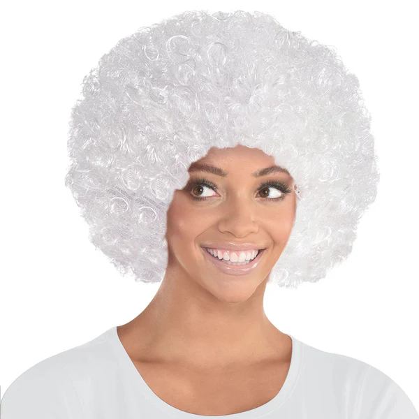 White Afro Curly Wig