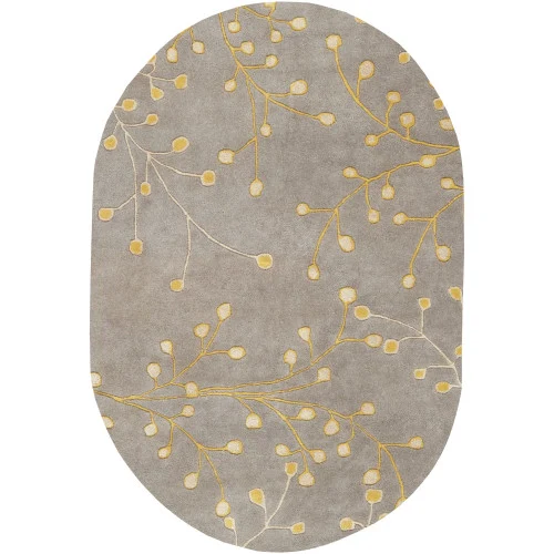 6' x 9' Yellow and Beige Oval Area Throw Rug