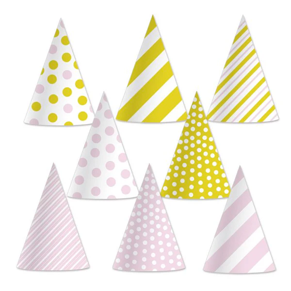 Pink & Gold Cone Hats