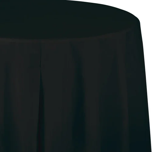 Round Disposable Party Table Covers - 82" - Jet Black - Club Pack of 12