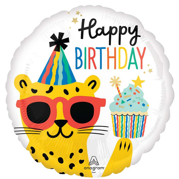 236A 17" Cheetah Happy Birthday foil ballon