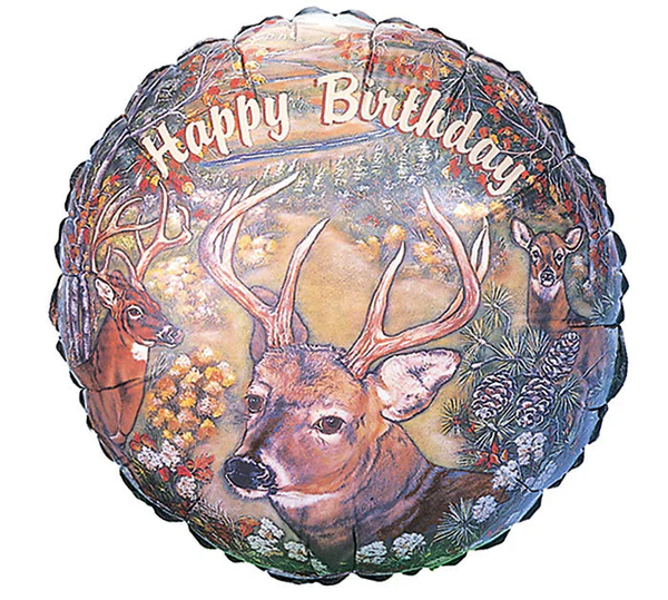 221 17" Deer Scene Happy Birthday Foil Balloon