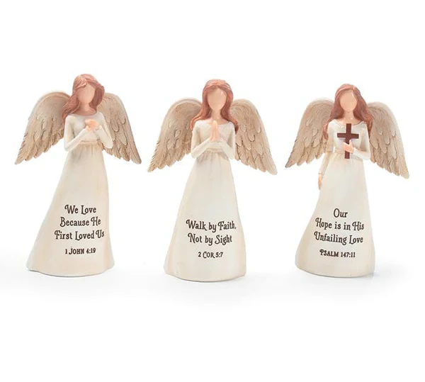 RELIGIOUS MESSAGE ANGEL FIGURINE sold each