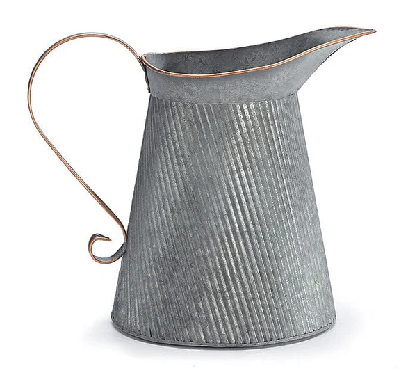 GALVANIZED METAL EMBOSSED PITCHER