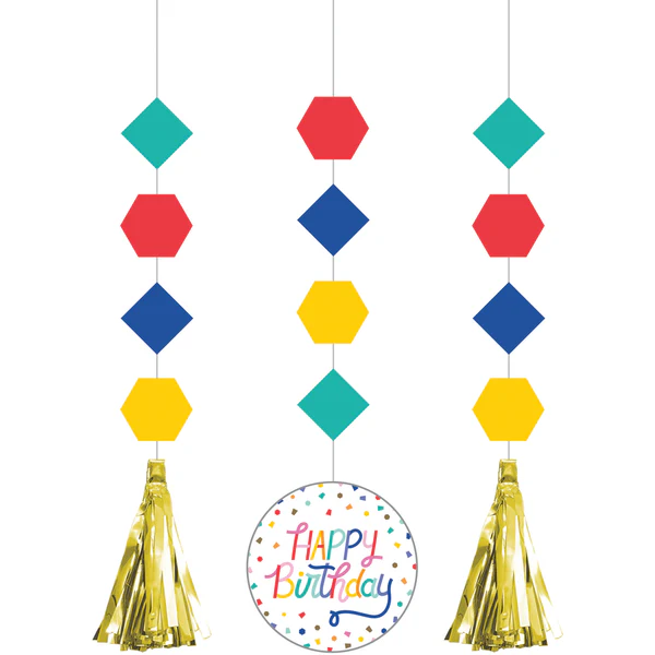 Birthday Confetti Hanging Cutouts with Tassels