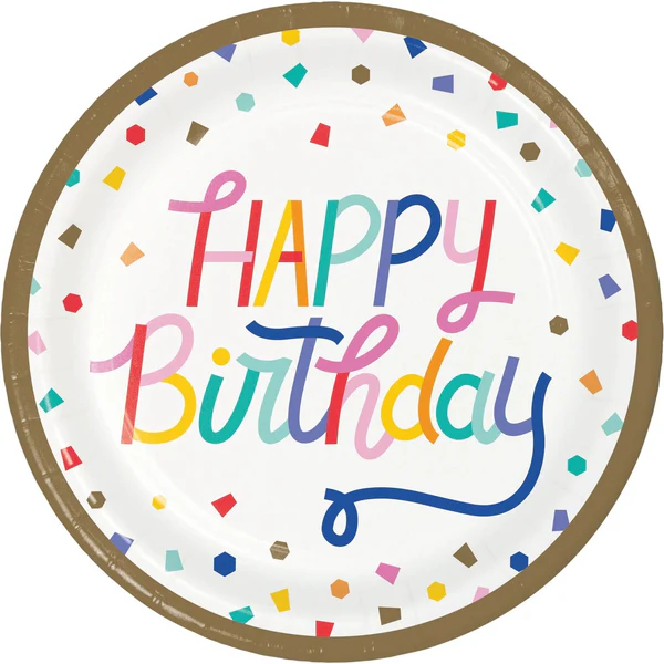 Birthday confetti plates - 9"