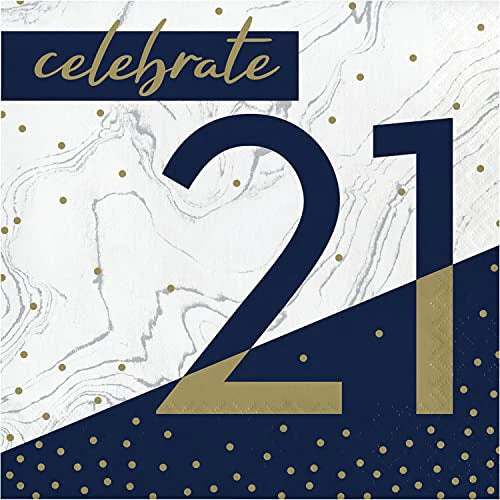 Navy and Gold 21st Birthday Napkins