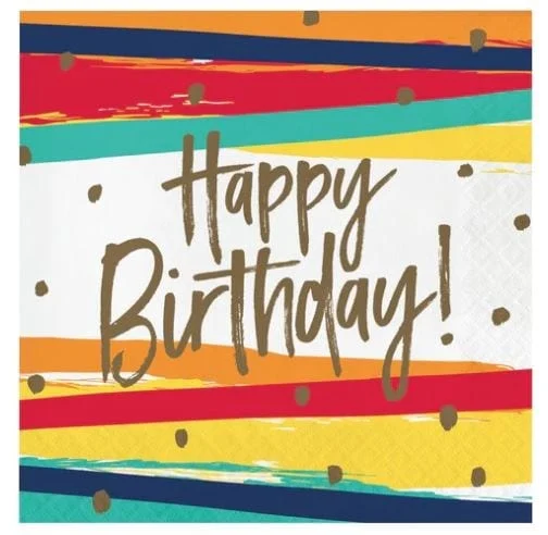 Birthday Stripes Napkins 6.5"