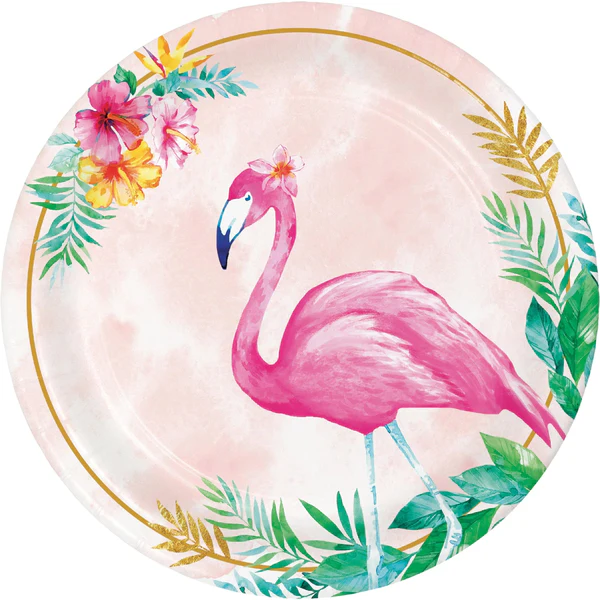 Flamingo Floral Dessert Plate