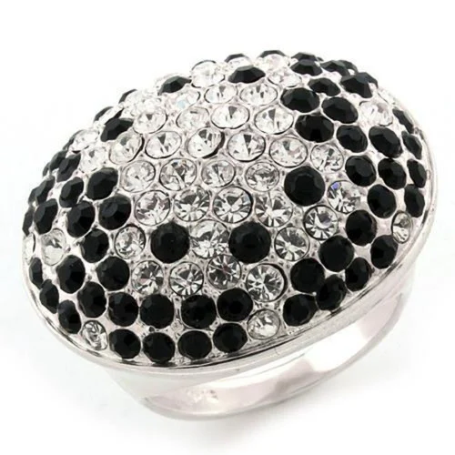 Women's High Polished Sterling Silver Ring with Top Grade Crystal Multi Color - Size 10
