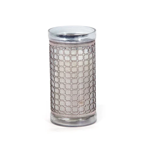10" Silver Transparent Decorative Glass Candle Holder