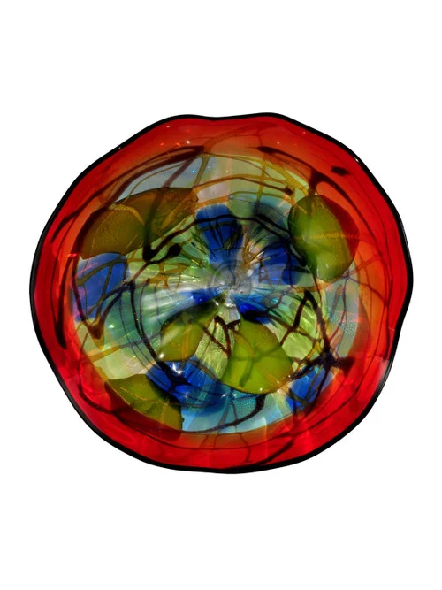 16" Red, Green and Blue Hankley Hand Blown Glass Wall Art Decor