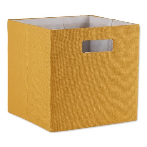 11" Honey Gold Solid Cube Square Storage Bin