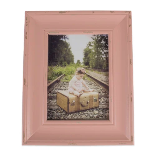 10.25" Vibrant Unique Distressed Blush Farmhouse Rectangular Picture Frame