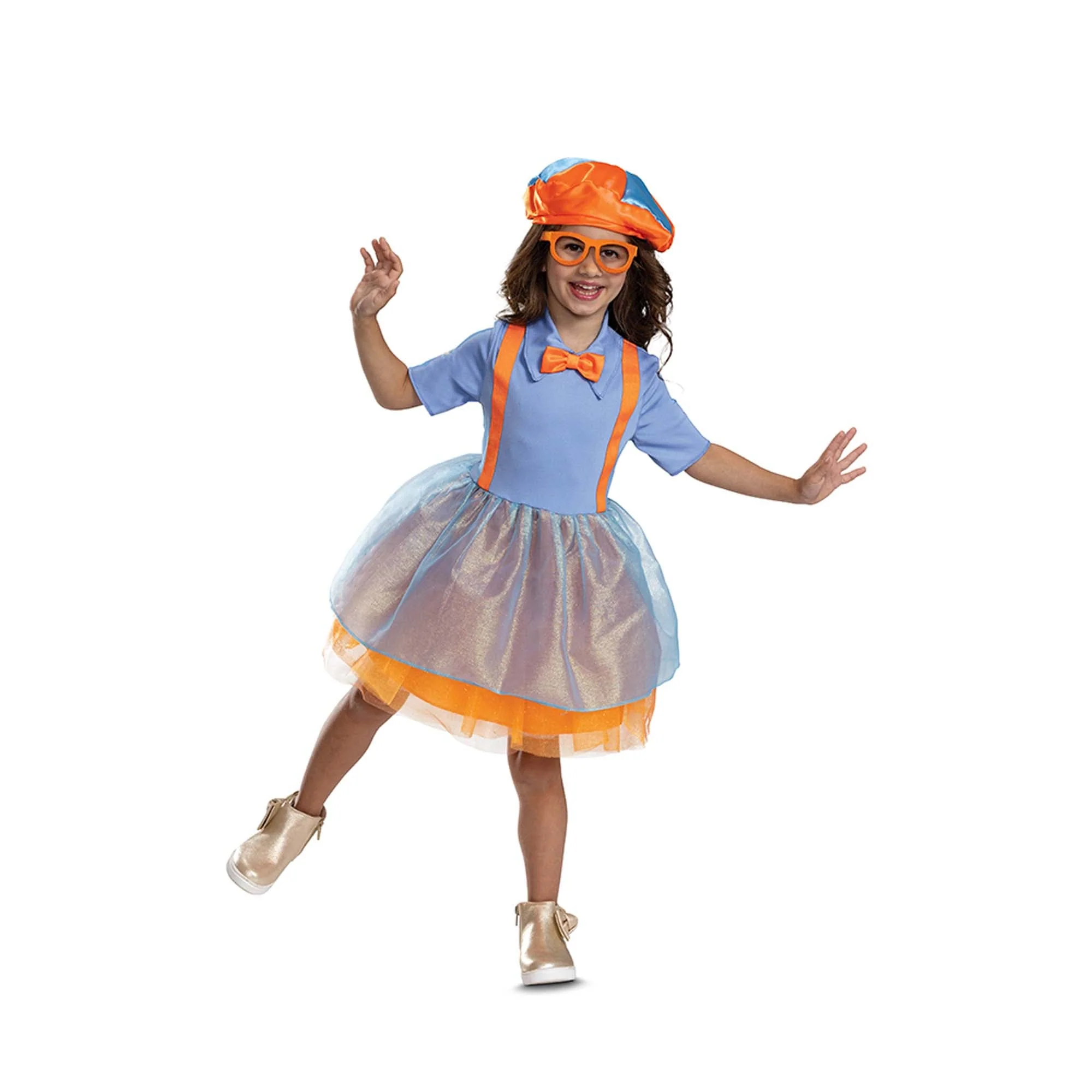 Blippi Classic Dress Costume for Toddlers, Blue and Orange Dress