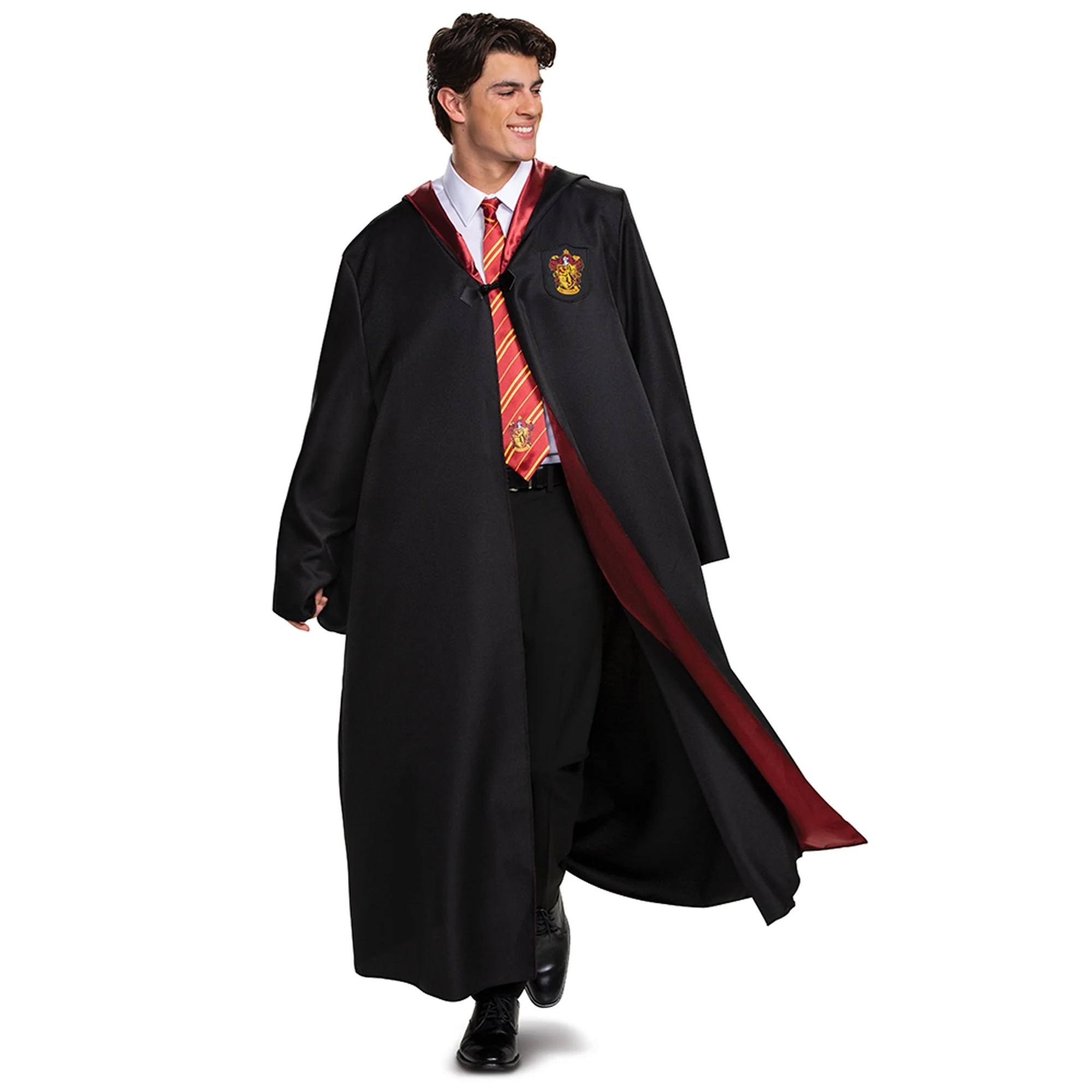 Harry Potter Gryffindor Deluxe Costume for Adults, Black and Red Satin Robe