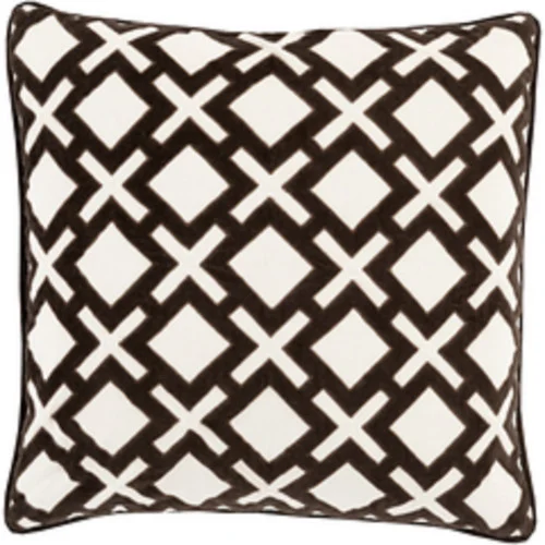18" Brown and White Geometric Square Throw Pillow - Down Filler