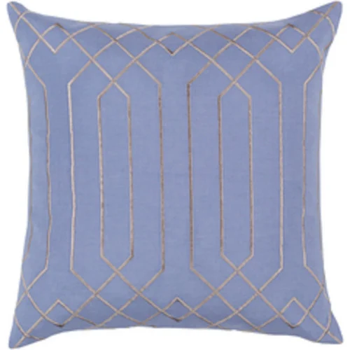 18" Blue and Gray Abstract Design Square Throw Pillow