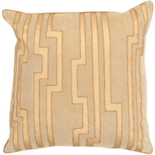 18" Brown and Gold Decorative Square Throw Pillow