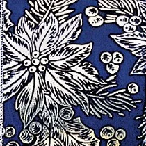 Blue and Silver Poinsettia Wired Craft Ribbon 4" x 20 Yards