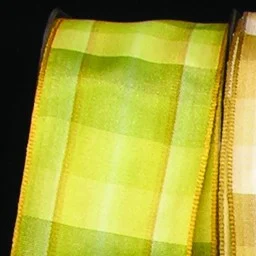 Yellow and Green Plaid French Wired Craft Ribbon 1.5" x 27 Yards